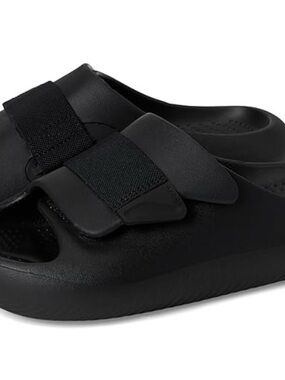 Crocs Mellow Luxe Recovery Slides Black Adjustable Velcro Strap Unisex M8/W10